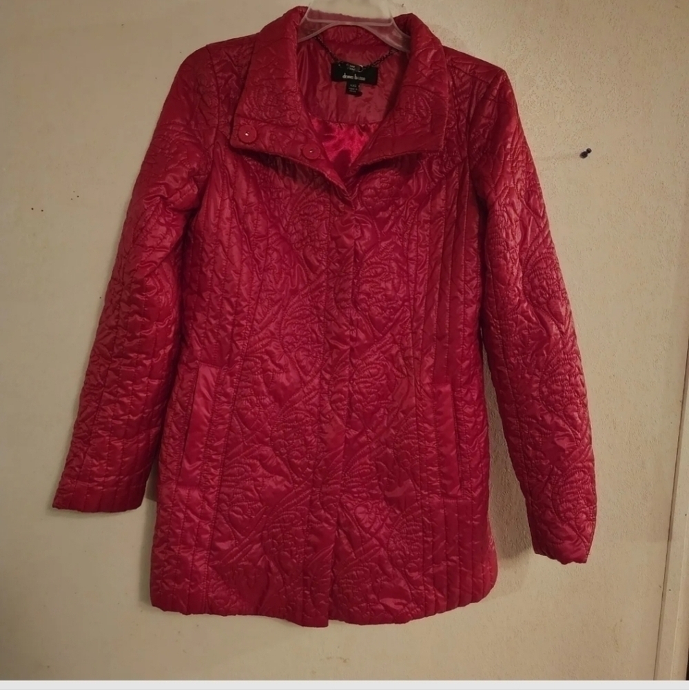 Dennis By Dennis Basso Quilted Jacket Red Hearts Size XXS